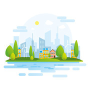 城市生态建筑插画矢量图片