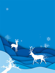 蓝色麋鹿海报背景图片素材