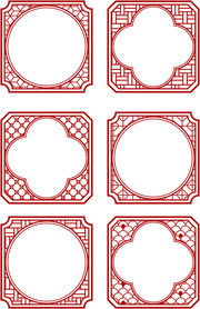 中式古典花纹窗花图案矢量