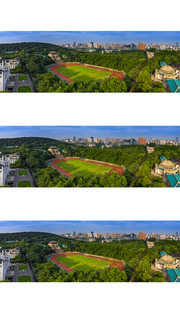 鸟瞰武汉大学校园风光全景图