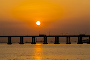 夕阳下的深圳湾大桥图片