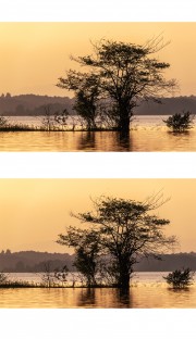 夕阳下的湖光山色图片