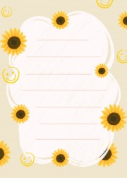 手绘向日葵花纹信纸背景图片