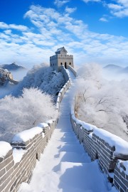 长城雪景雾凇美景图片