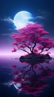 月光与紫树湖图片