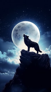 圆月下的狼图片