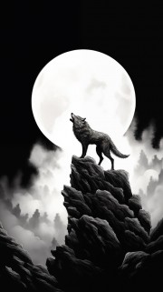 月光下狼嚎的图片