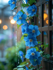园林里面蓝色的花朵图片