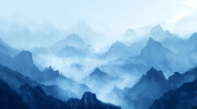 中国风蓝色渐变水彩山水背景图片