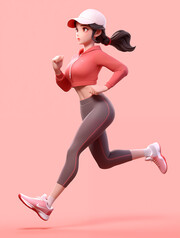 跑步运动的人物3D插画图片