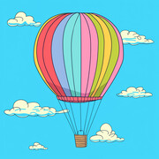 卡通热气球插画