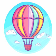 彩色卡通热气球插画