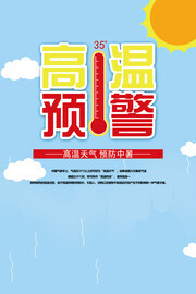 高温预警夏天防中暑海报