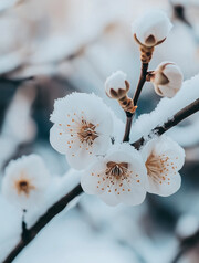 冬天雪中梅花图片