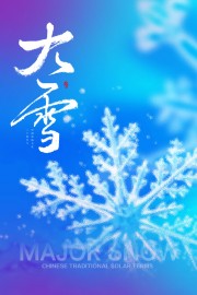 蓝色大雪节气海报背