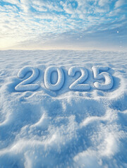 雪地上的数字2025图片