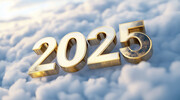 2025金色字体白云背景图片