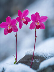 雪地和花卉唯美壁纸图片