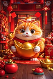 招财猫咪新年招财壁纸图片素材