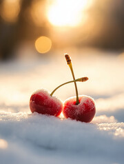 雪地上车厘子图片