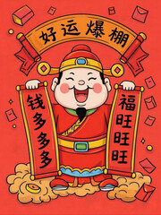 财神插画新年素材