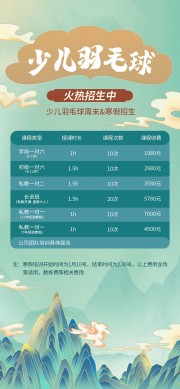 少儿羽毛球火热寒假招生海报素材