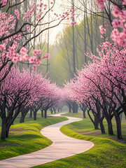 春天桃花风景踏青赏花高清图片