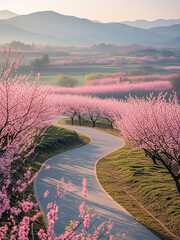 春天桃花风景踏青赏花图片素材