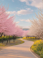 春天桃花风景踏青赏花图片素材