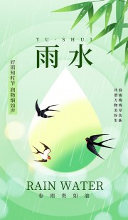 绿色中国传统节气雨水海报