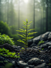 植树节森林里的小树图片素材