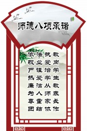 师德八项承诺中国风挂图图片