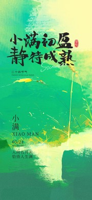 小满初盈静待成熟绿色质感节气海报