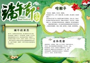 中国传统端午节日绿色背景手抄报