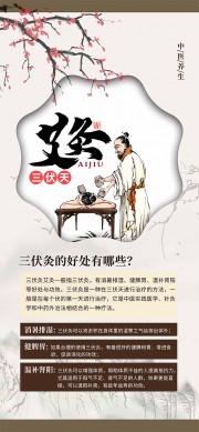 中国风夏天三伏天中医养生艾灸宣传海报