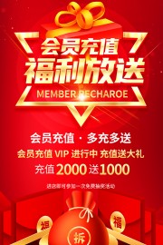 红色会员充值促销海报