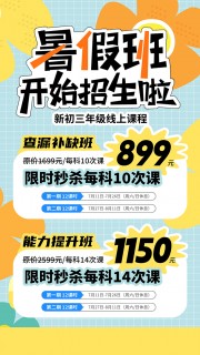 暑假班辅导班招生海报