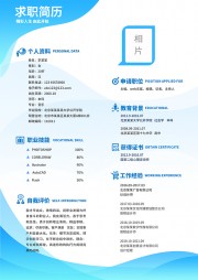 蓝色简约个人求职简历设计