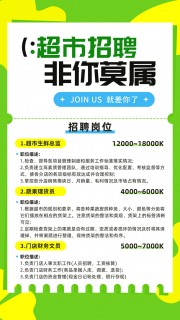 就差你了超市招聘海报