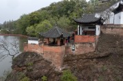 湖光山色的古亭湖畔亭子摄影图片素材
