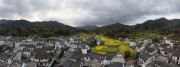 宽幅徽州古村的油菜花田春天风景图片下载