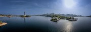 宽幅道观河通禅湖景区全景风景图片素材