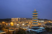 夜幕下的古韵新城夜景图片素材