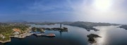 宽幅道观河通禅湖景区全景山水风景