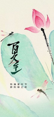 水墨风夏至节气海报