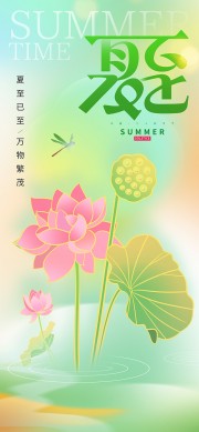 中国传统节气夏至海报模板