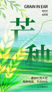 绿色中国传统节气芒种海报
