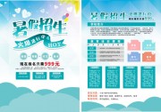 蓝绿色暑期班招生宣传单页