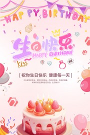 唯美生日宴会宣传海报