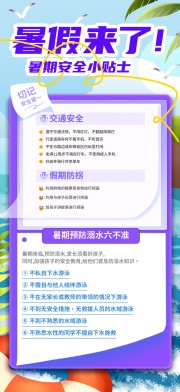 卡通暑期安全指南海报